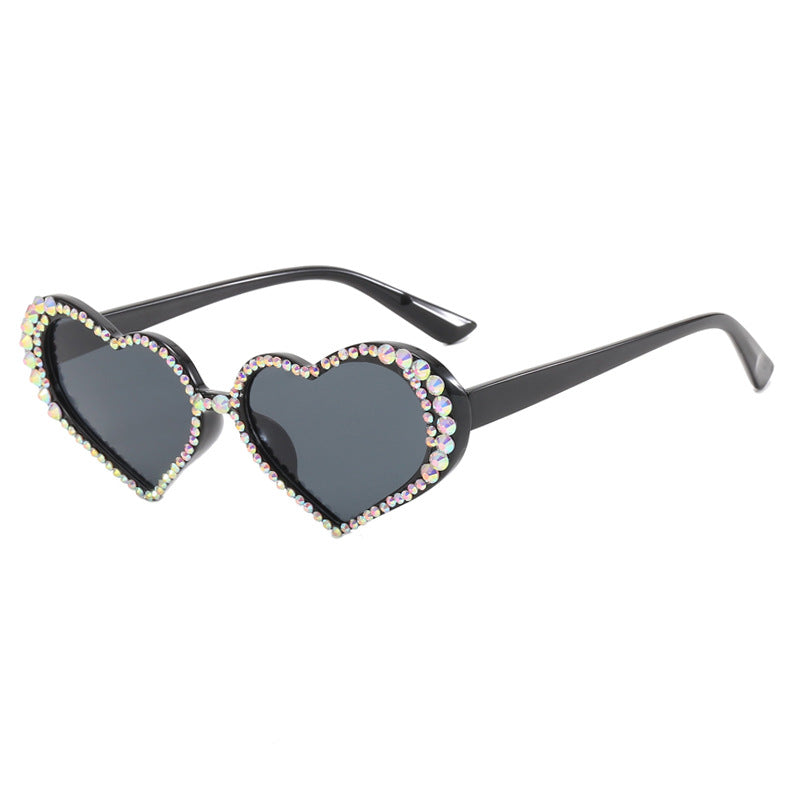Women's Heart-Shaped Sunglasses with Rhinestone-Embellished Frame Kalsten