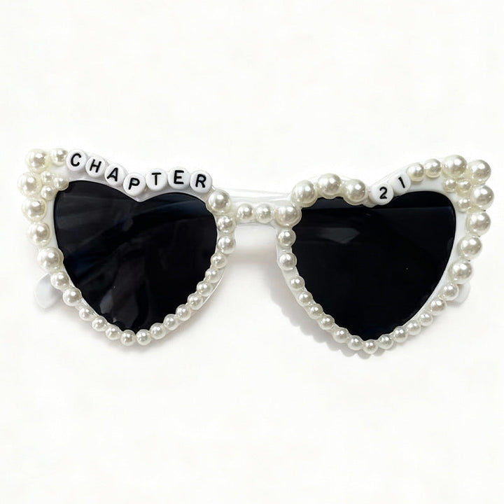 Pearl-Accented Heart-Shaped Sunglasses Kalsten