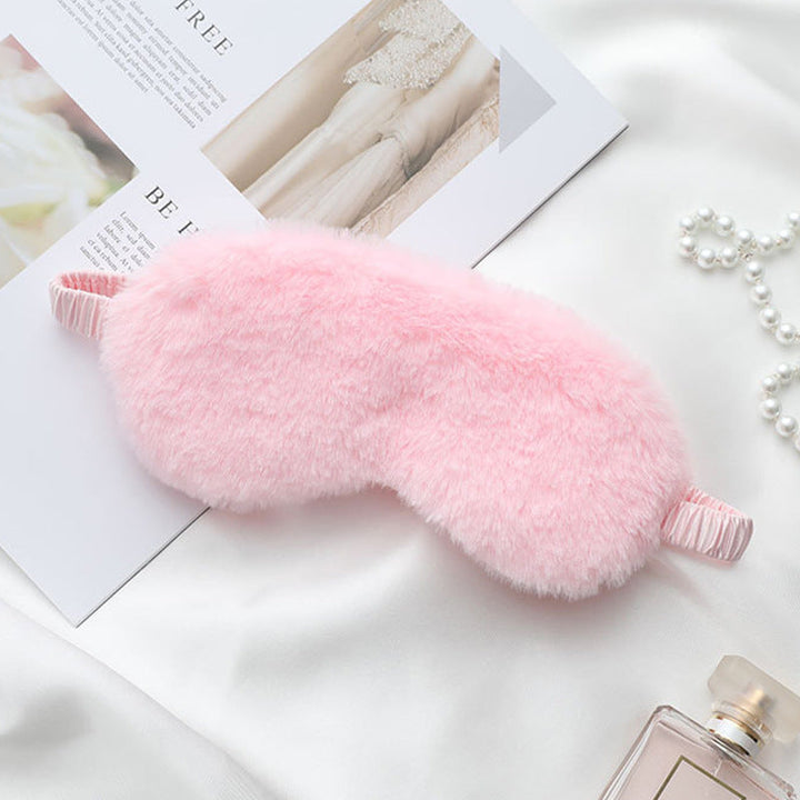 Women's fluffy ergonomic eye mask with adjustable satin band and soft faux fur cover Kalsten