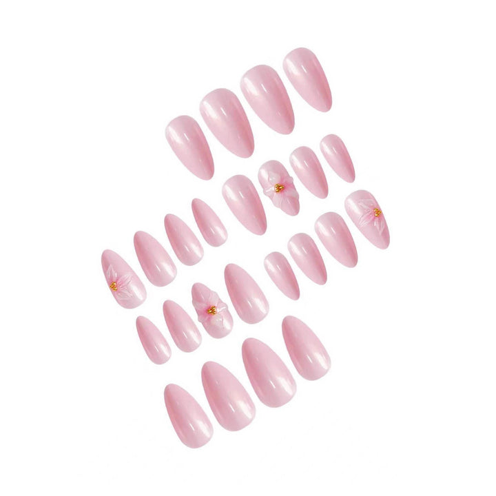 Floral-Decorated Stiletto Press-On Nail Art Kalsten
