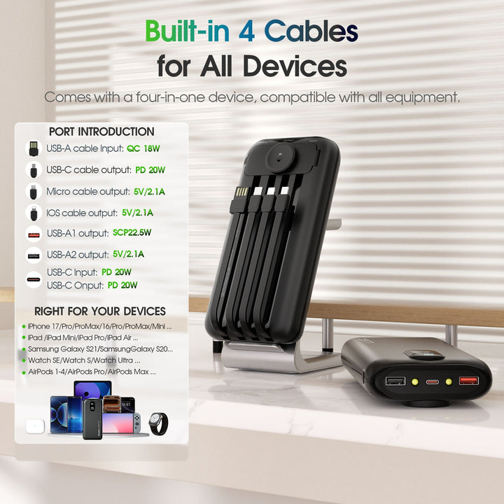 Portable power bank with fast inductive charging and multiple USB ports Kalsten