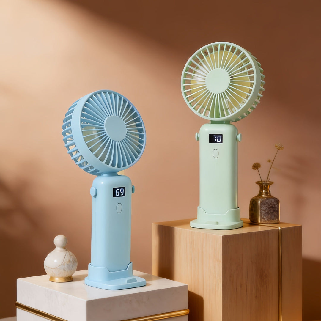Women Portable Handheld Fan with Digital Display and USB Port Kalsten