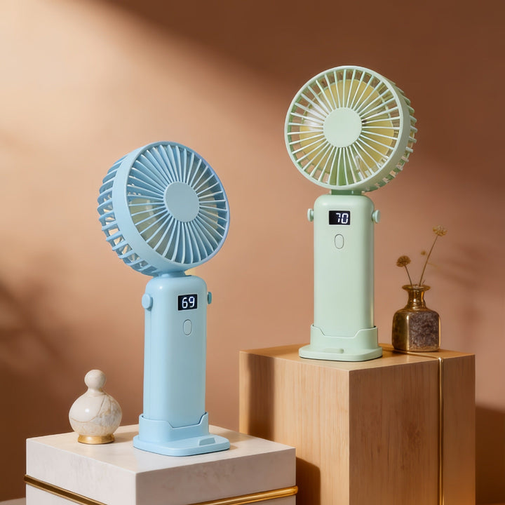 Women Portable Handheld Fan with Digital Display and USB Port Kalsten