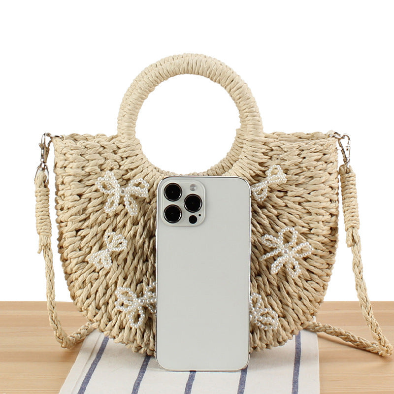 Handbag with Decorative Pearl Flowers Kalsten