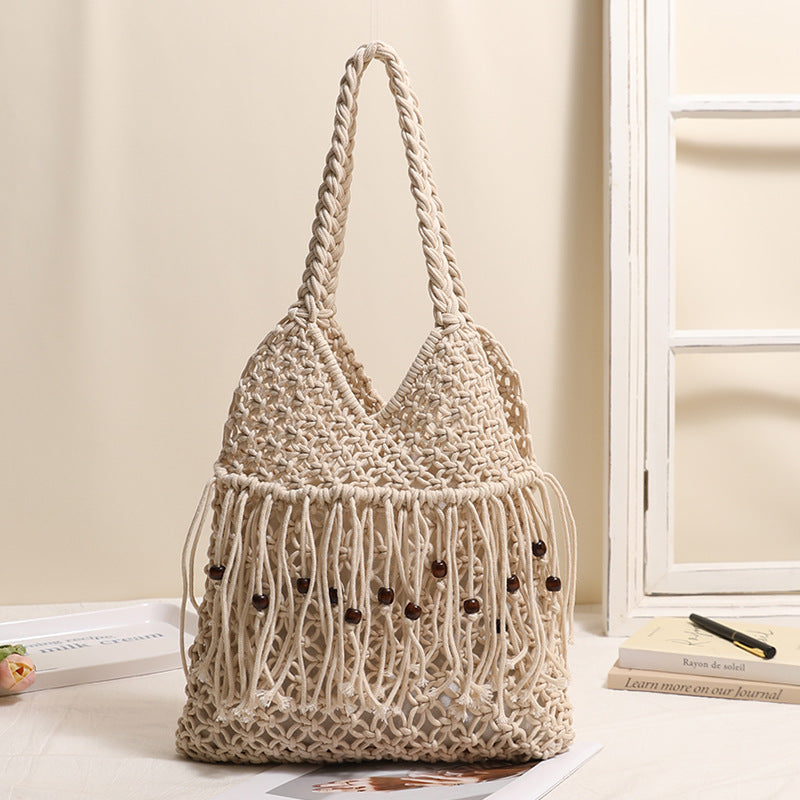 Crocheted beach bag with fringe details Kalsten