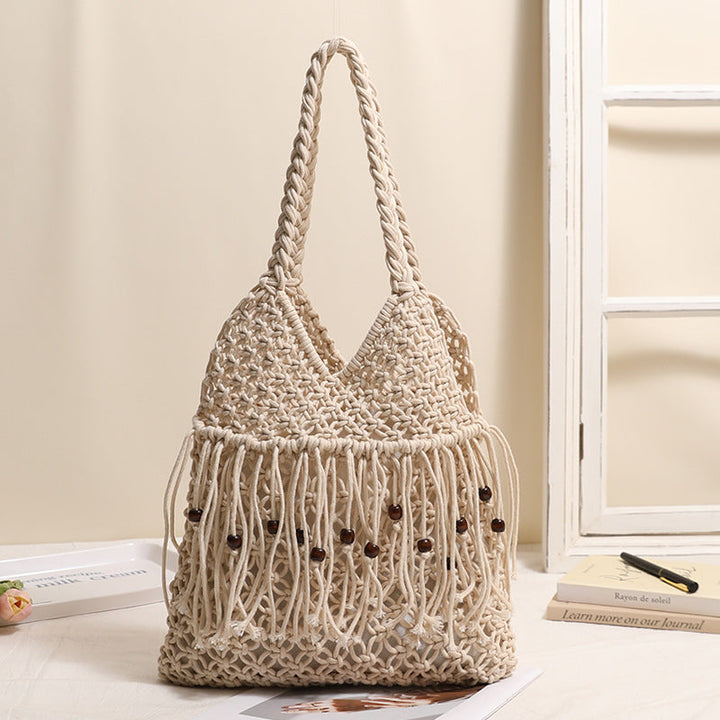 Crocheted beach bag with fringe details Kalsten
