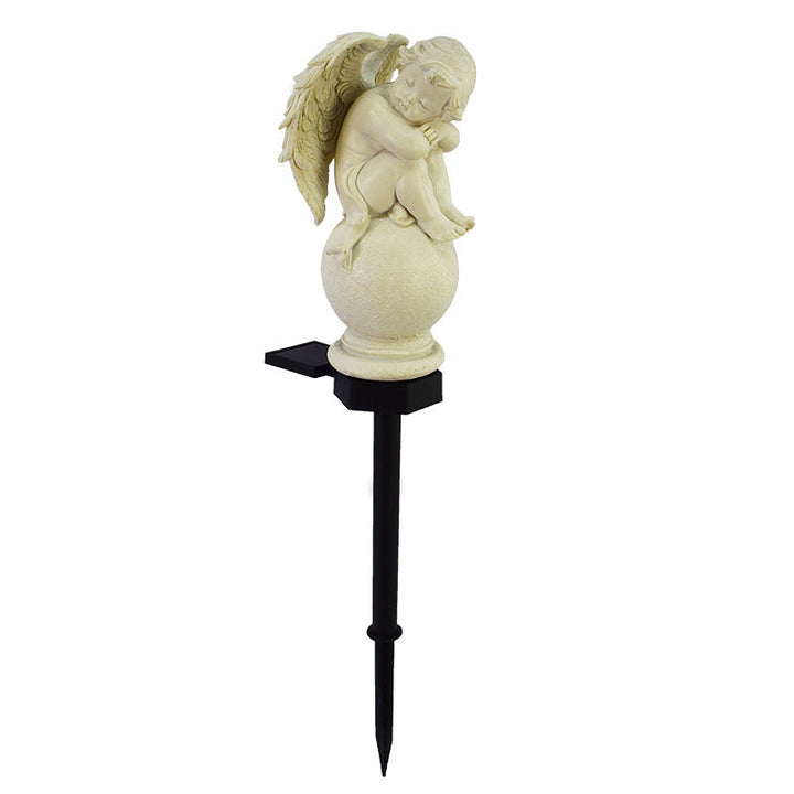 Decorative Solar Garden Stake Statue Resin Girl Figurine With Integrated Solar LED And Weatherproof Spike Kalsten