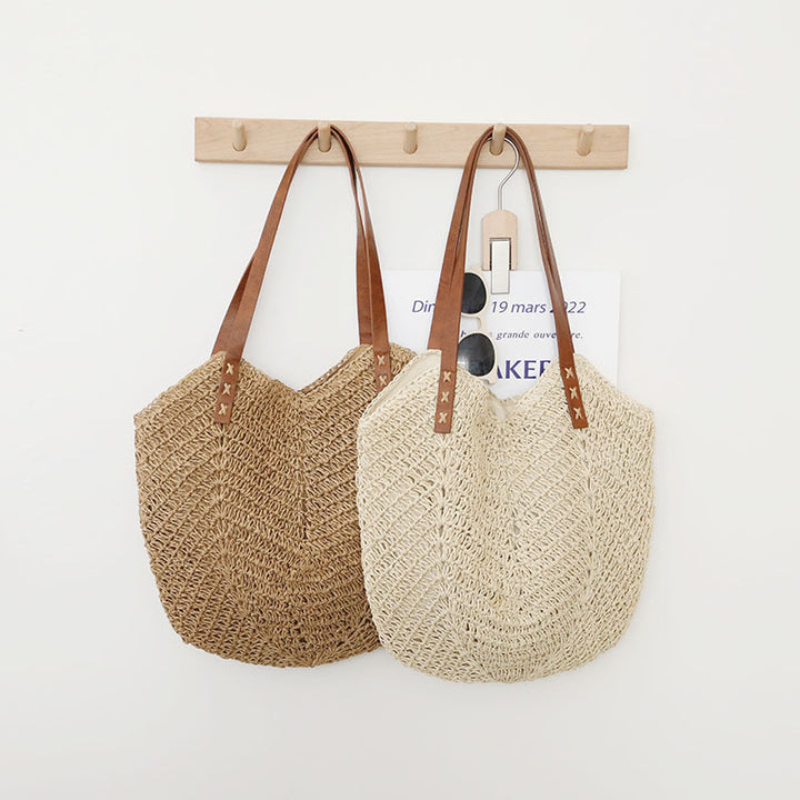 Braided basket bag with sturdy leather handles Kalsten
