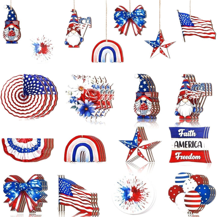 Unisex decorative party decoration set made of wooden pendants and table decoration with patriotic motifs Kalsten
