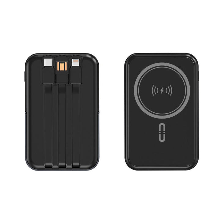 Powerbank with integrated charging cables and wireless charging function Kalsten