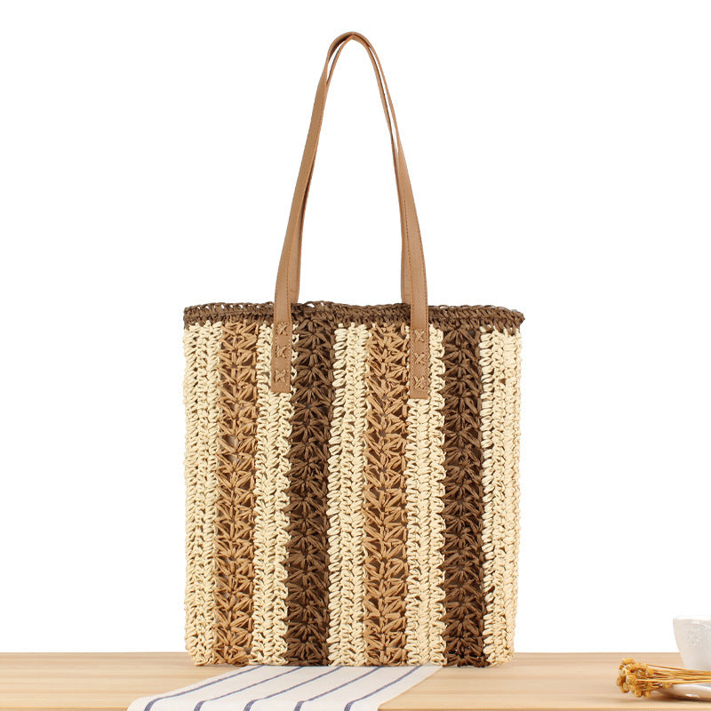 Braided tote bag with elegant leather handles Kalsten