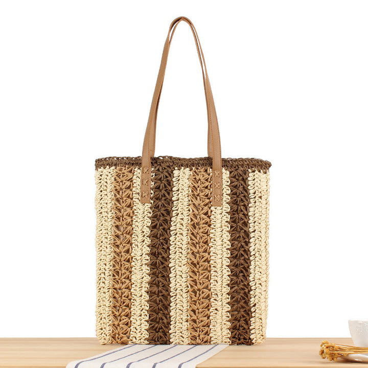 Braided tote bag with elegant leather handles Kalsten