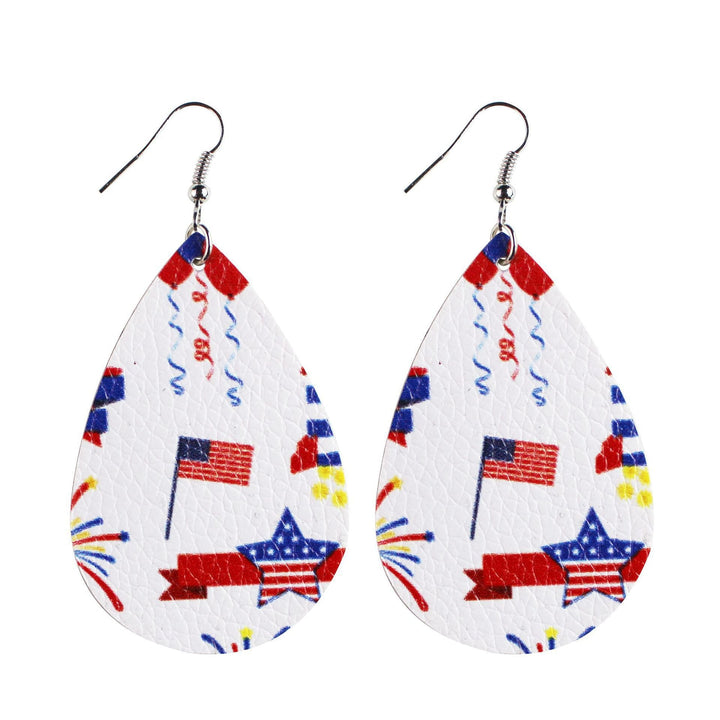 Women's nan teardrop-shaped faux leather earrings with star and stripe print Kalsten