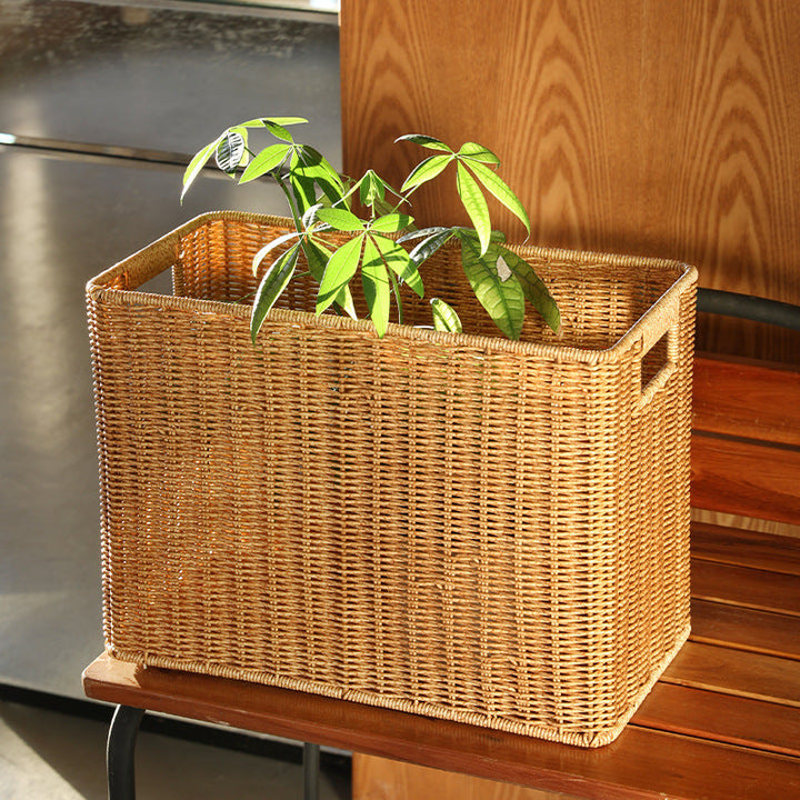 Rectangular Woven Storage Bin with Handles Kalsten