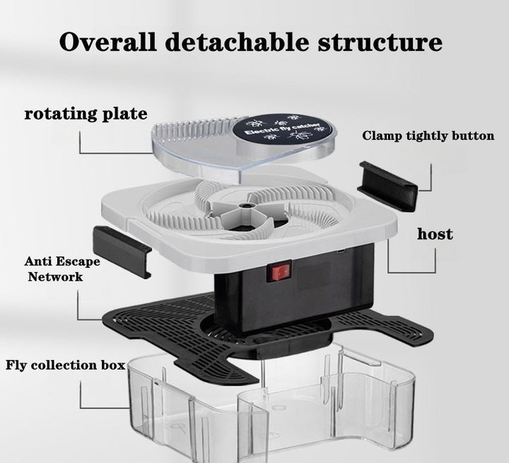 Electric automatic fly catcher with removable collection tray and quiet motor Kalsten