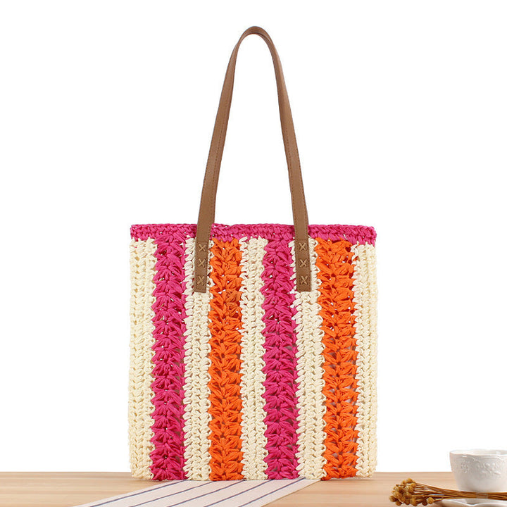 Braided tote bag with elegant leather handles Kalsten