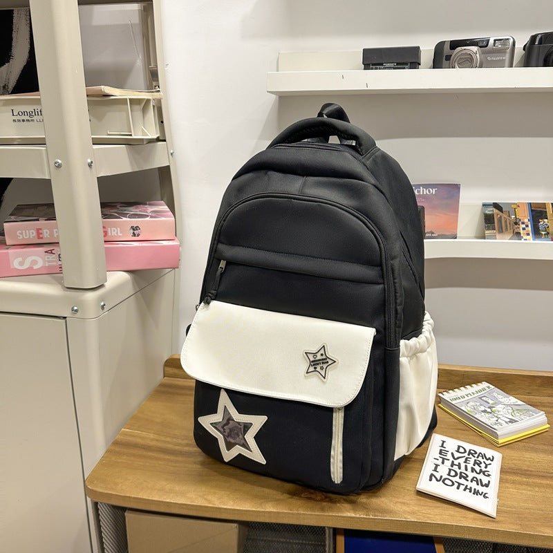 Cute Casual Star-Embellished School Backpack