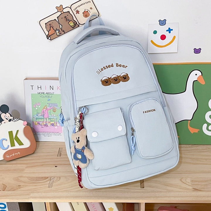 Casual Bear Embellished School Backpack