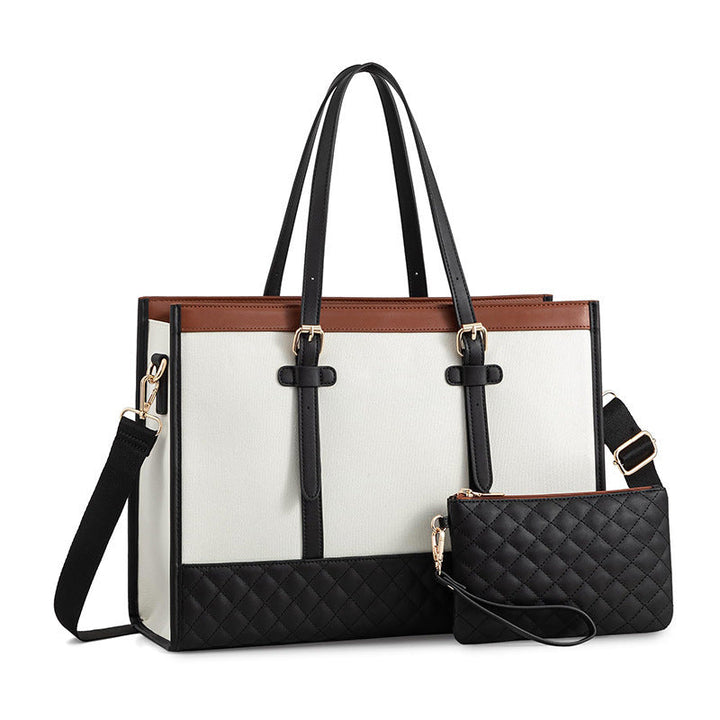 Stylish Quilted Tote Bag with Removable Cosmetic Compartment Kalsten