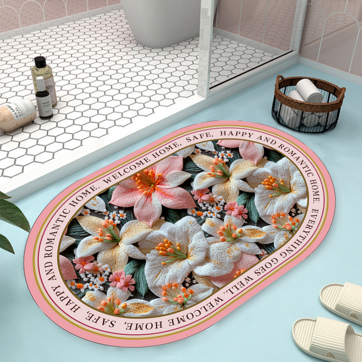 Floral Design Bath Mat Kalsten