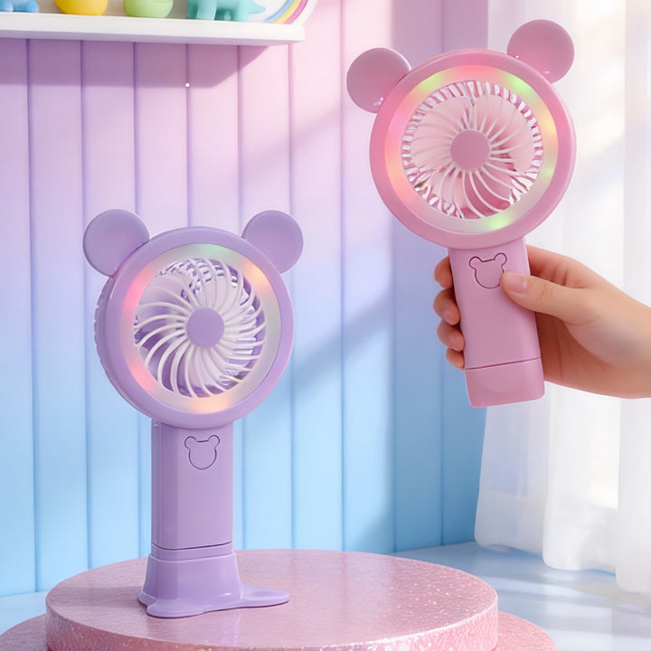 Women's Portable Hand Fan in Cheerful Bear Design Kalsten