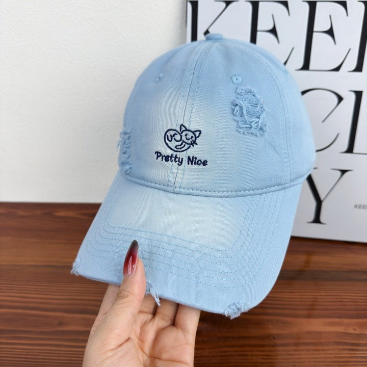 Women's Distressed Casual Embroidered Baseball Cap Kalsten