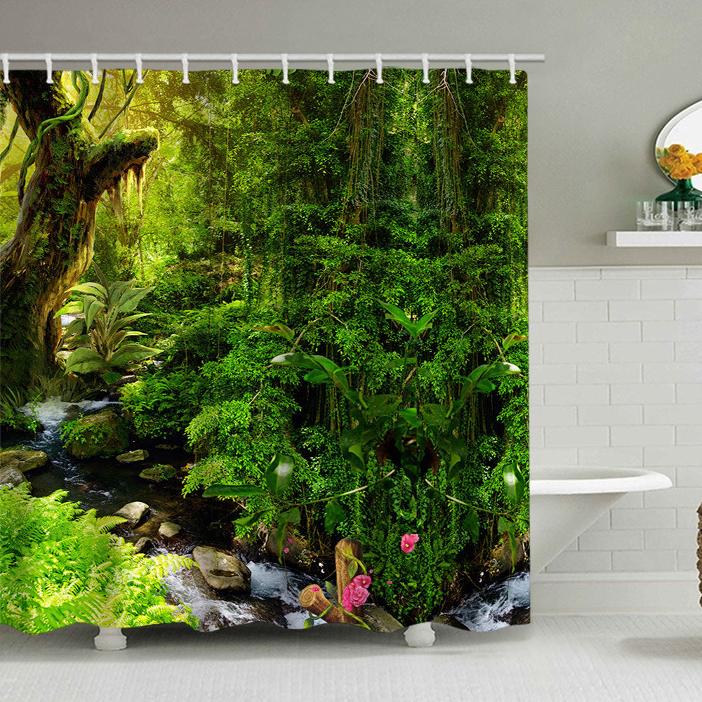 Scenic Garden Print Shower Curtain Kalsten