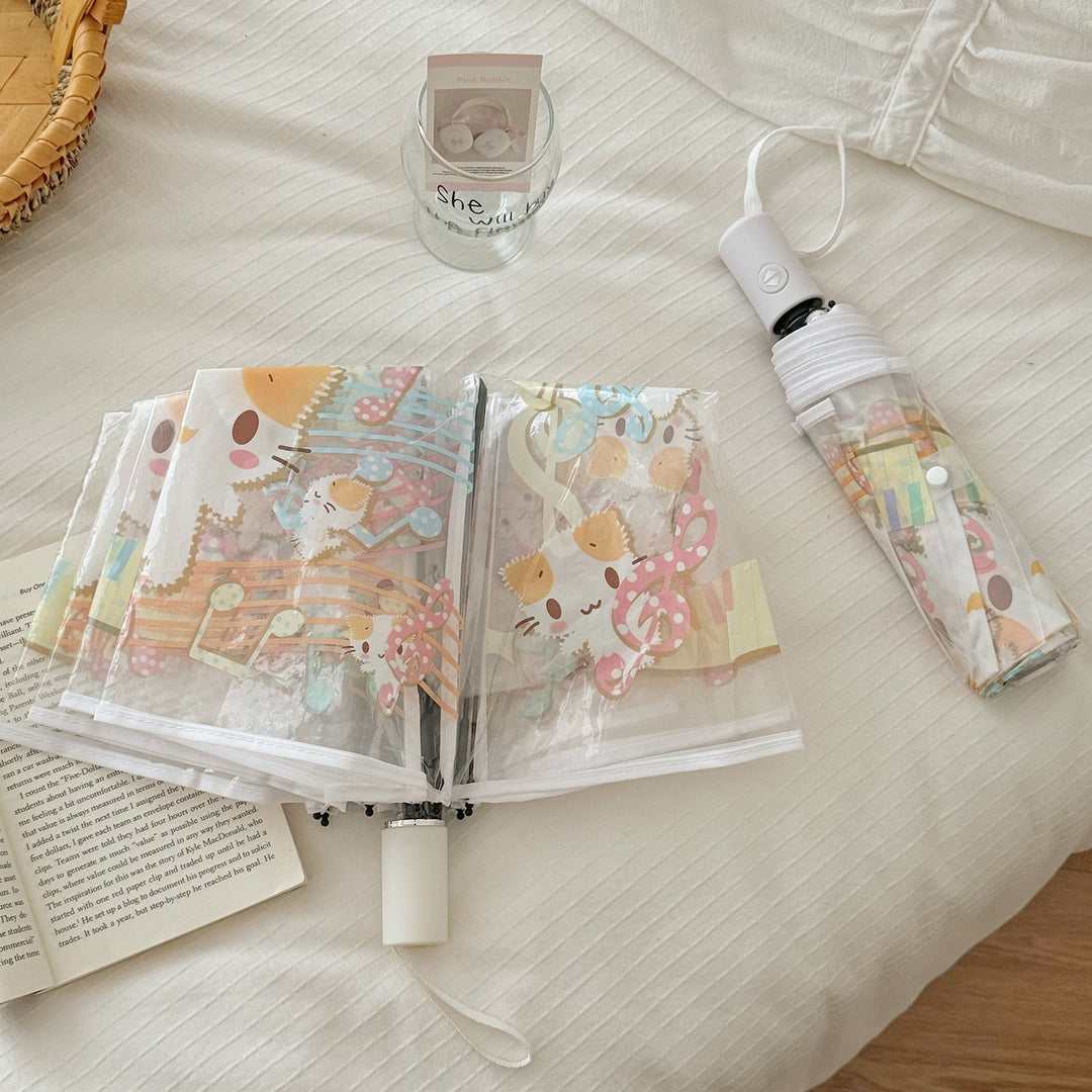 Women's Transparent Folding Umbrella with Playful Animal Design Kalsten