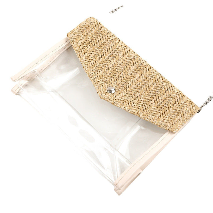 Elegant and Stylish Shoulder Bag Made of Spacious Transparent Material with Woven Lid Kalsten