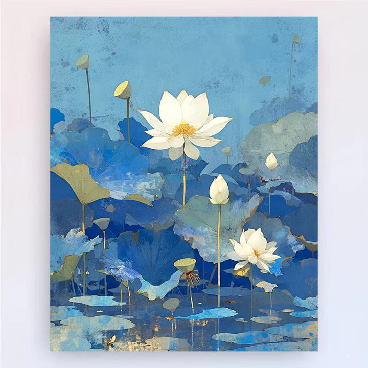 Contemporary Lotus Floral Canvas Art Print Kalsten