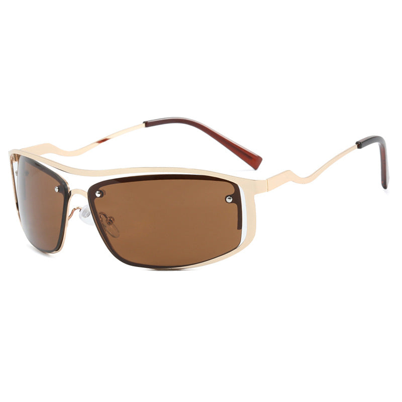 Women’s futuristic sunglasses with an elegant metal frame and high-transparent lenses Kalsten
