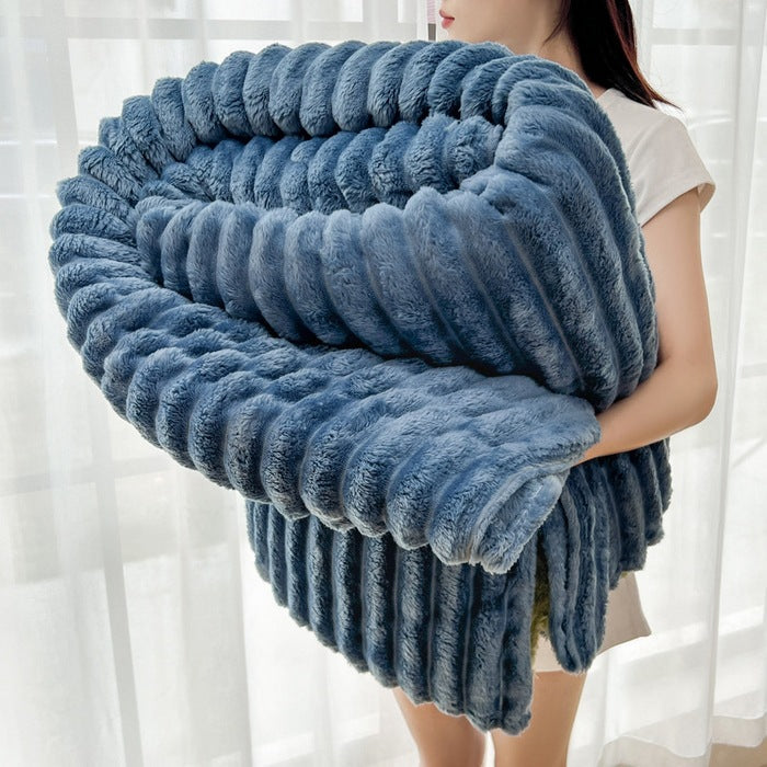 Ladies Cozy Plush Blanket with Textured Surface Kalsten