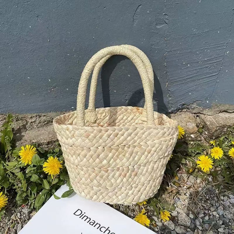 Handcrafted basket bag with double handles Kalsten