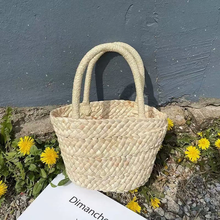 Handcrafted basket bag with double handles Kalsten