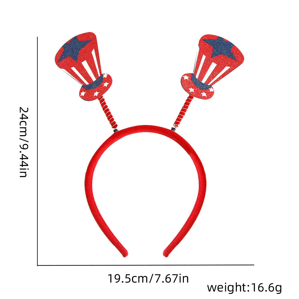 Unisex nan patriotic party headband with star pom poms and flag pendants Kalsten