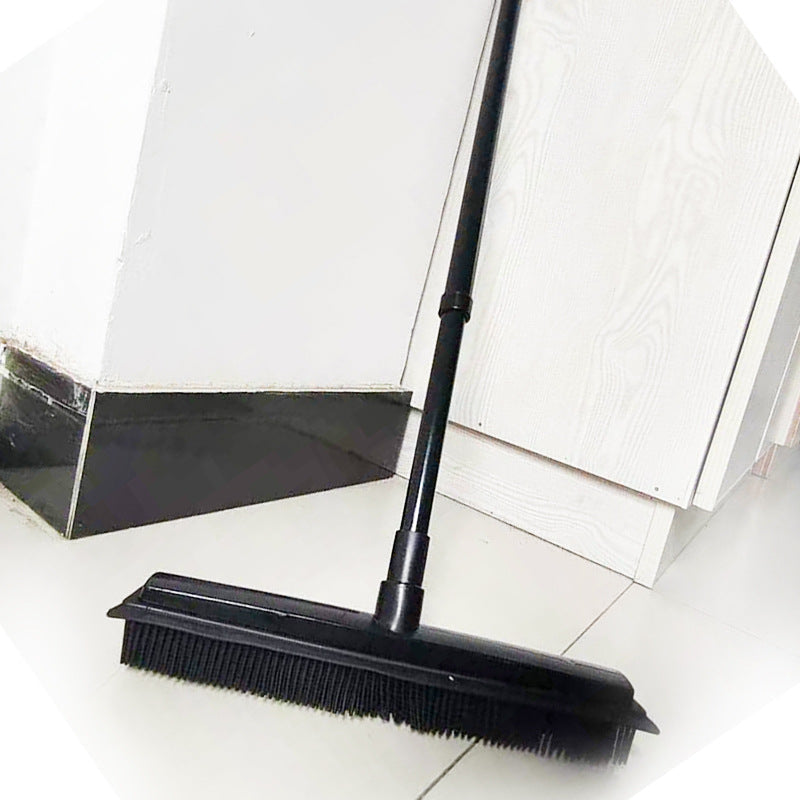 Heavy-Duty Rubber Floor Squeegee With Telescopic Handle And Angled Swivel Head