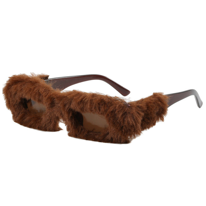 Ladies extravagant sunglasses with luxurious fur frame Kalsten