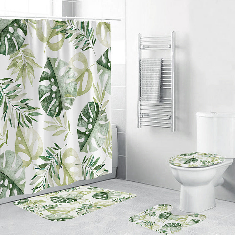 Tropical Leaf Print Bathroom Set Kalsten