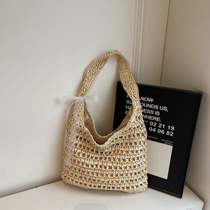 Handmade beach bag with lace Kalsten