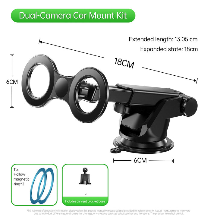 Unisex Car Mount with Dual Camera Support Kalsten