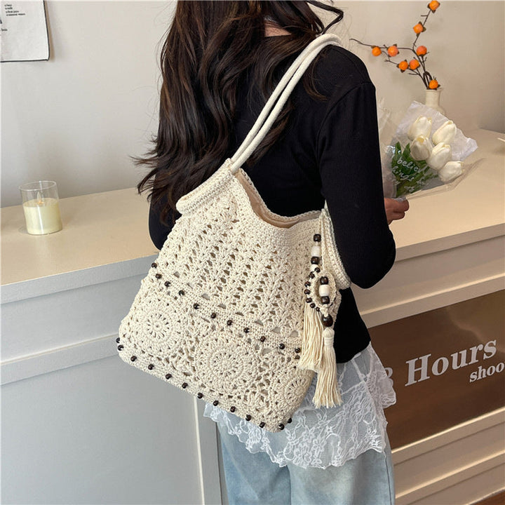 Crochet Shopping Bag with Decorative Tassels Kalsten