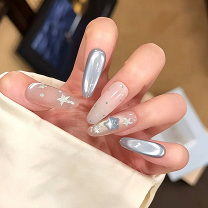 Acrylic nail set with sparkling star designs Acalora