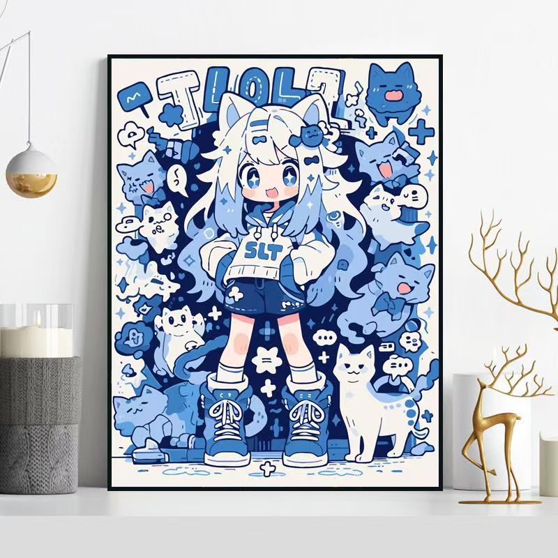 Whimsical Cat-Themed Illustration Wall Art Kalsten