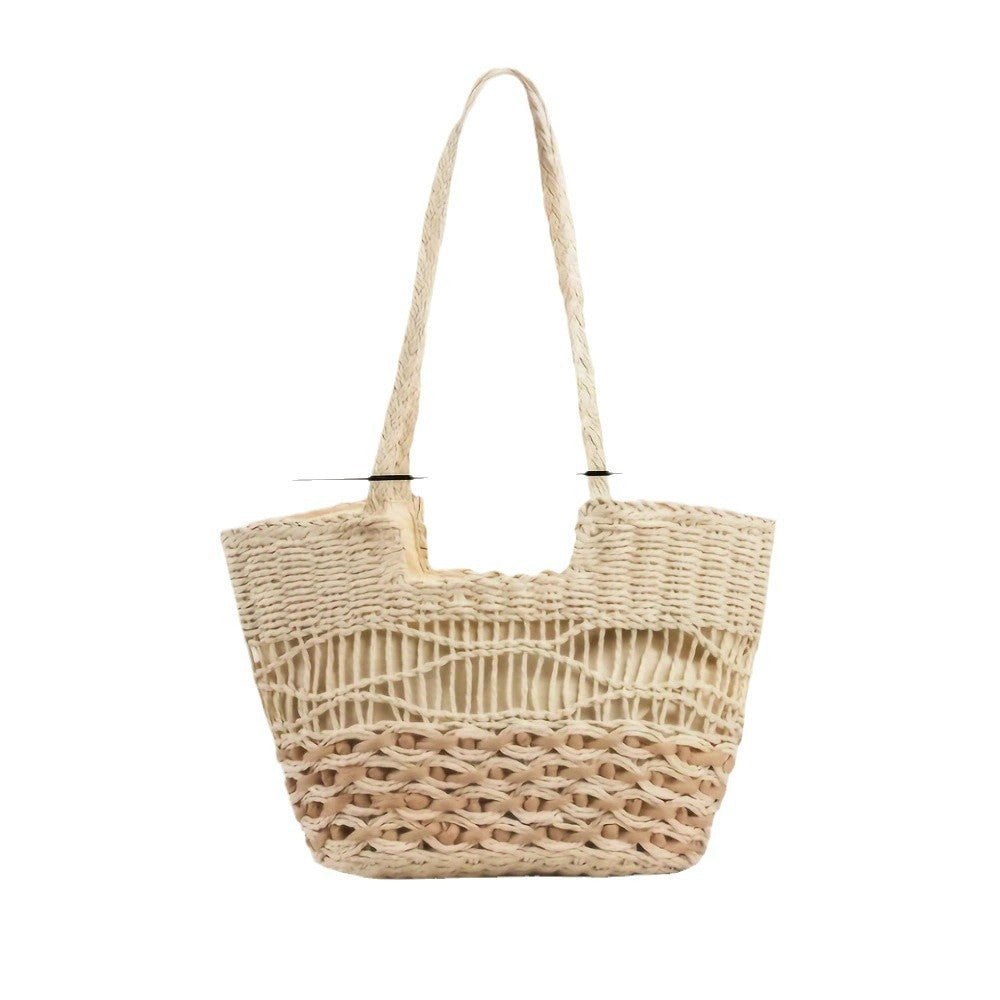 Handwoven beach bag with floral accents Kalsten