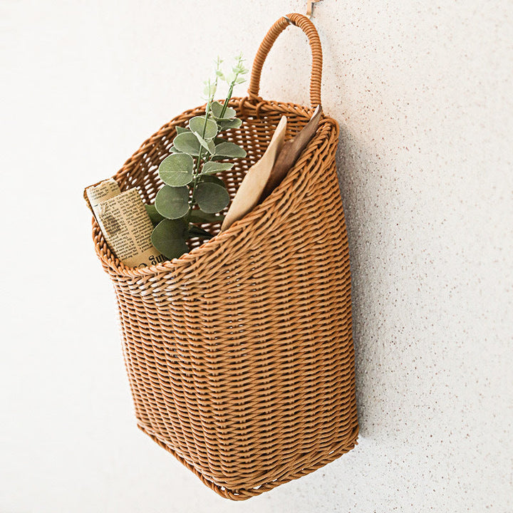 Women Handcrafted Rattan Storage Basket with Handle Kalsten
