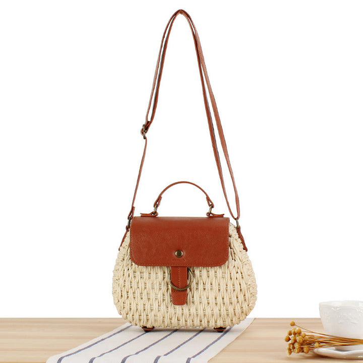 Handbag with Elegant Leather Lid and Woven Design Kalsten