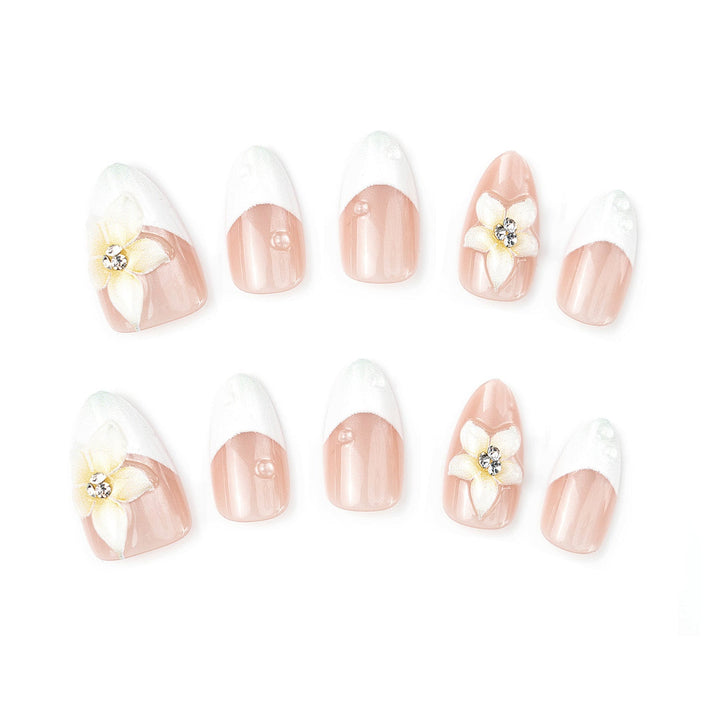 Premium Decorative Press-On Nail Set with Floral Accents Kalsten