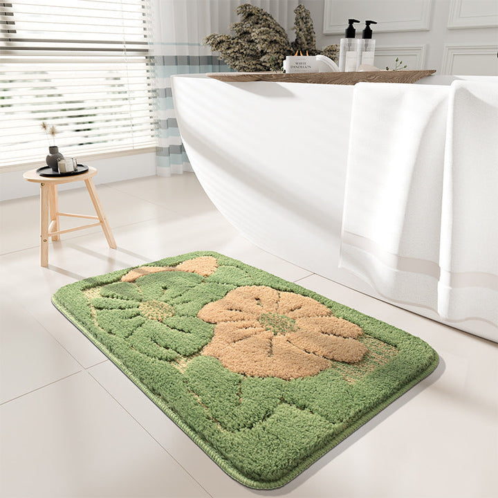 Floral Printed Plush Bath Mat