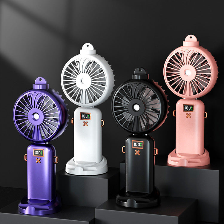 Cooling compact rechargeable adjustable-angle dual-head personal fan with digital battery display and magnetic dock Kalsten