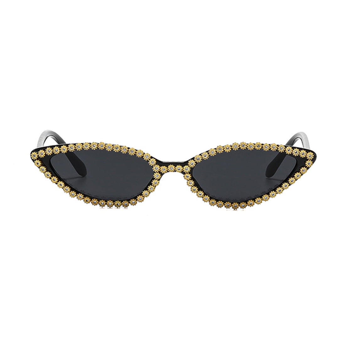 Women's Cat-Eye Sunglasses with Sparkling Flower Decoration Kalsten